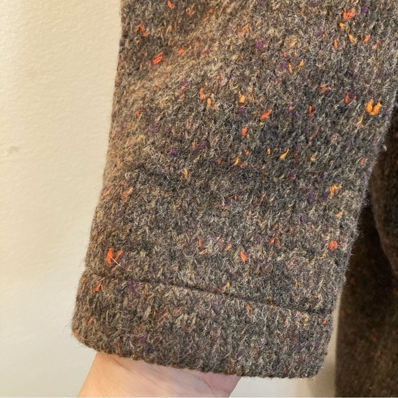 ZARA KNIT Sz S Thick Knit Knee Length Double Breasted Heather Brown Unlined Coat - Picture 14 of 15